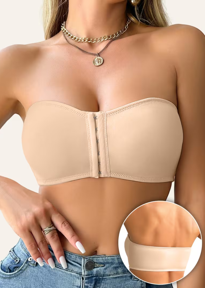 Soutien-gorge bandeau sculptant sans bretelles – fermeture avant